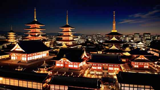 道後ヘルスビルの夜の外観