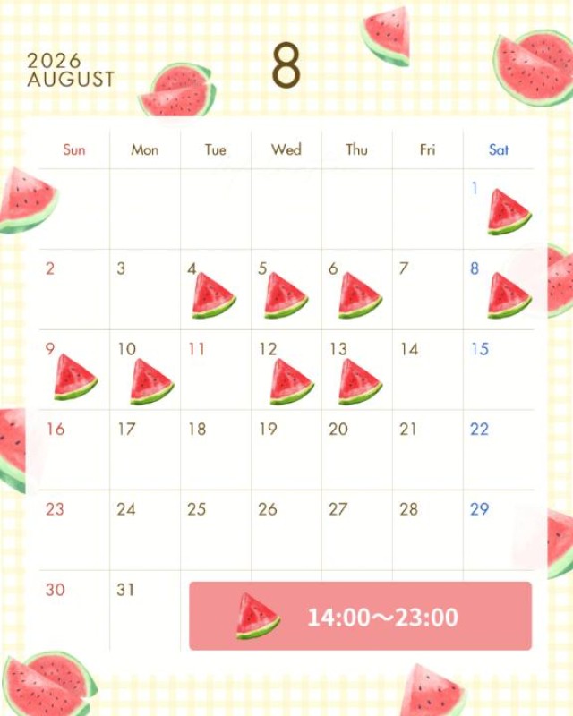 櫻 ゆりあ～さくら　ゆりあ～8月出勤予定???